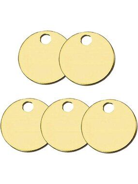 Solid Brass Round Tags - One Hole, 1.25" Diameter, 100 Pack - Durable